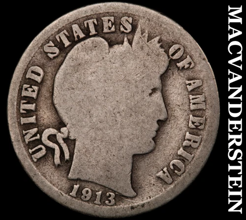 1913 Silver Barber Dime - Scarce  Better Date  No Reserve  #i6993