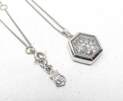 Clogau Gold Silver & 9ct Rose Gold Inner Charm Honey Bee Pendant & 22'' Chain.