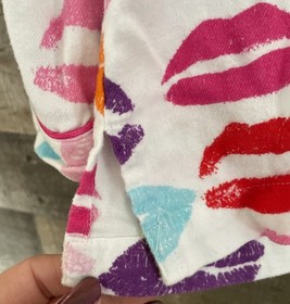 Pink Victoria's Secret Pajama Lounge Set Size Med Kisses Lips Pants Shirt Pocket