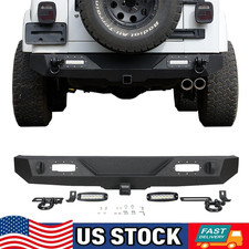 Rear Bumper For 1997-2006 Jeep Wrangler Tj W Hitch Receiverd-rings Led Lights Rear Bumper For 1997-2006 Jeep Wrangler Tj W Hitch Receiverd-rings Led Lights