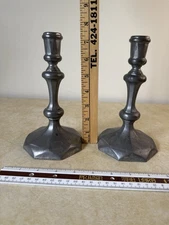 Vintage Colonial Williamsburg Stieff 7.5” Pewter Candlesticks CW 30