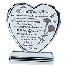 Birthday Gifts for from Daughter Unique, Mothers Day Heart-Shaped Glass Mom