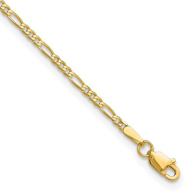 14K Gelbgold 1,8-10 mm Figarokette Halskette 6-8 Zoll Herren Damen