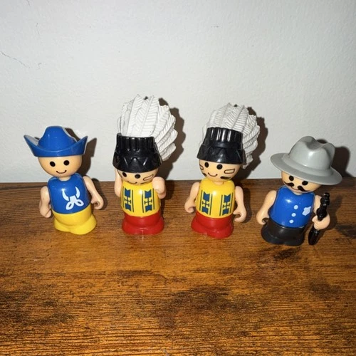 Fisher-Price Little People Cowboy Native American Indian Sheriff Figures vintage