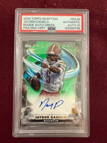 Jayden Daniels 2024 Topps Inception Green Auto RC 36/150 PSA/DNA 10 Auto Grade