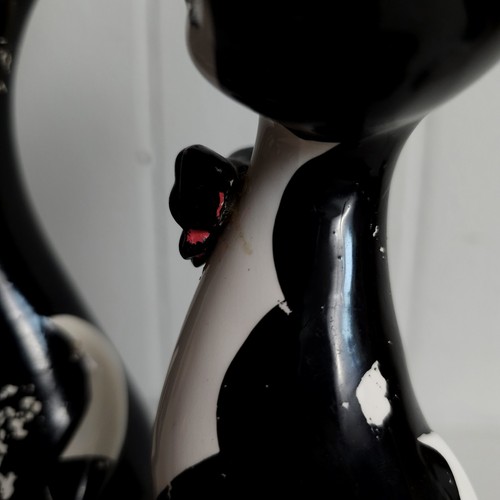 Vintage Paar Smoking MCM schwarz weiß Katze Figur langer Hals geneigter Kopf Schleifen Taiwan - Bild 12 von 20