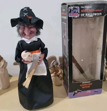 Vintage Telco Motionettes Of Halloween Witch Figure Working With Original Box