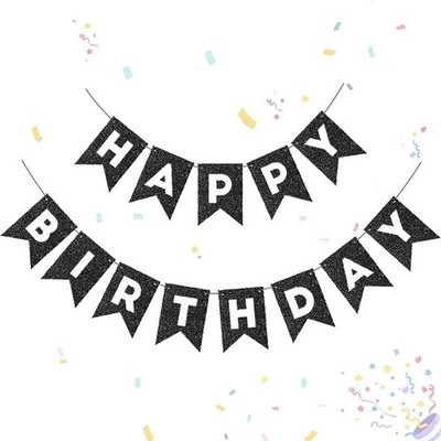 Glänzende Happy Birthday Wimpelkette zur Dekoration von Geburtstagsfeiern