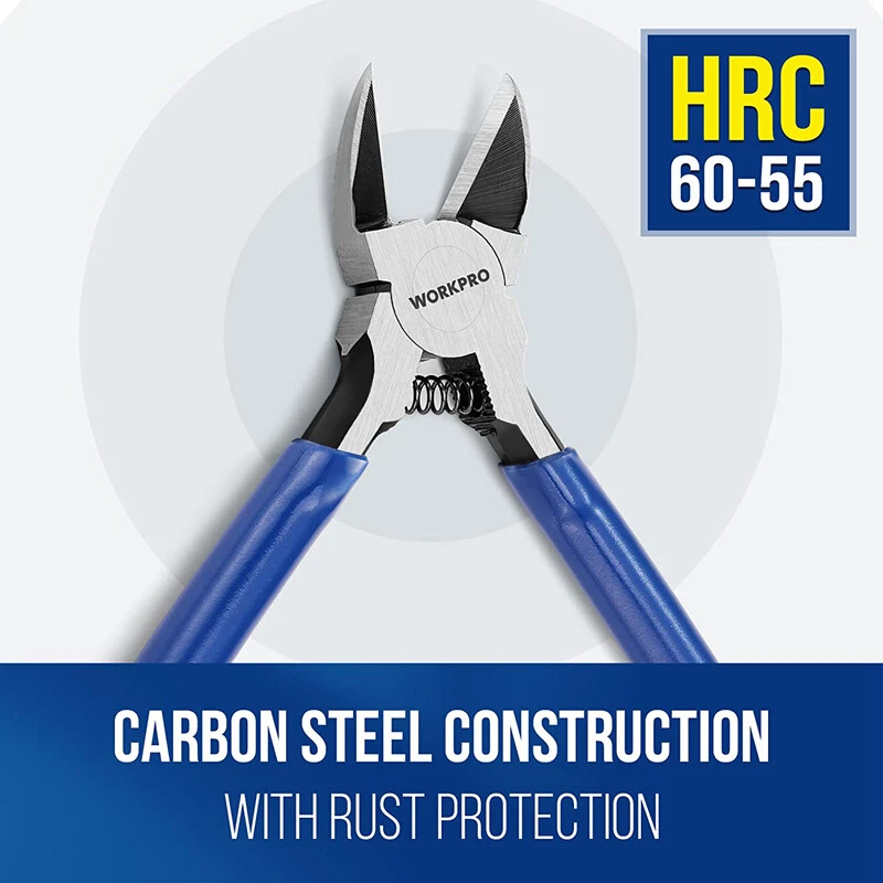 Cortadores de alambre de precisión de 6 pulgadas 2 piezas alicates laterales cargados con resorte Foto 3 de 4