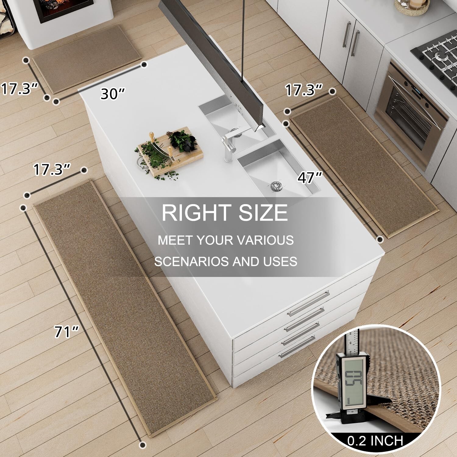 Kitchen Mat Set of 2 PCS, Cushioned Non Slip Rugs for Kitchen Floor, Absorben...