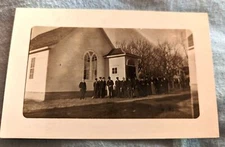Vintage RPPC Real Photo Postcard "Church w/a dozen of parishioners Free Ship