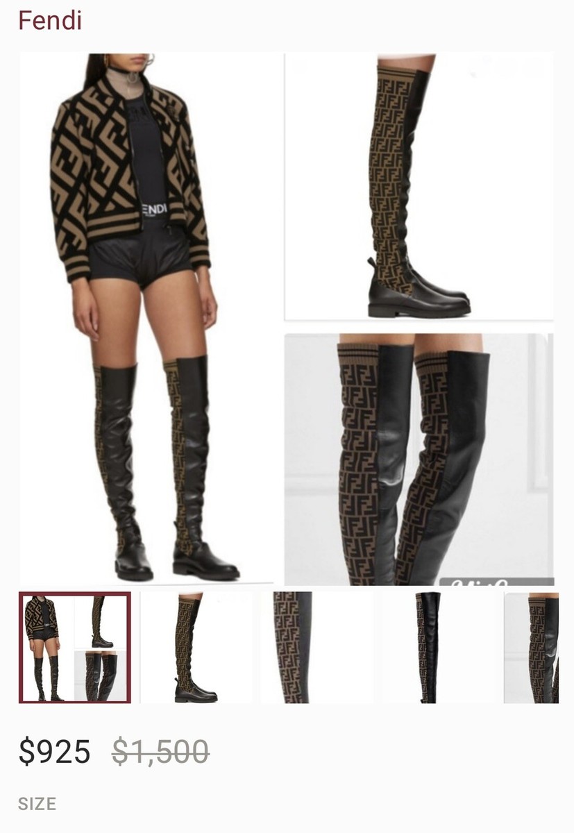 1,5k Authentic Fendi Rockoko FF Zucca Leather Over The Knee 1,5k Authentic Fendi Rockoko FF Zucca Leather Over The Knee