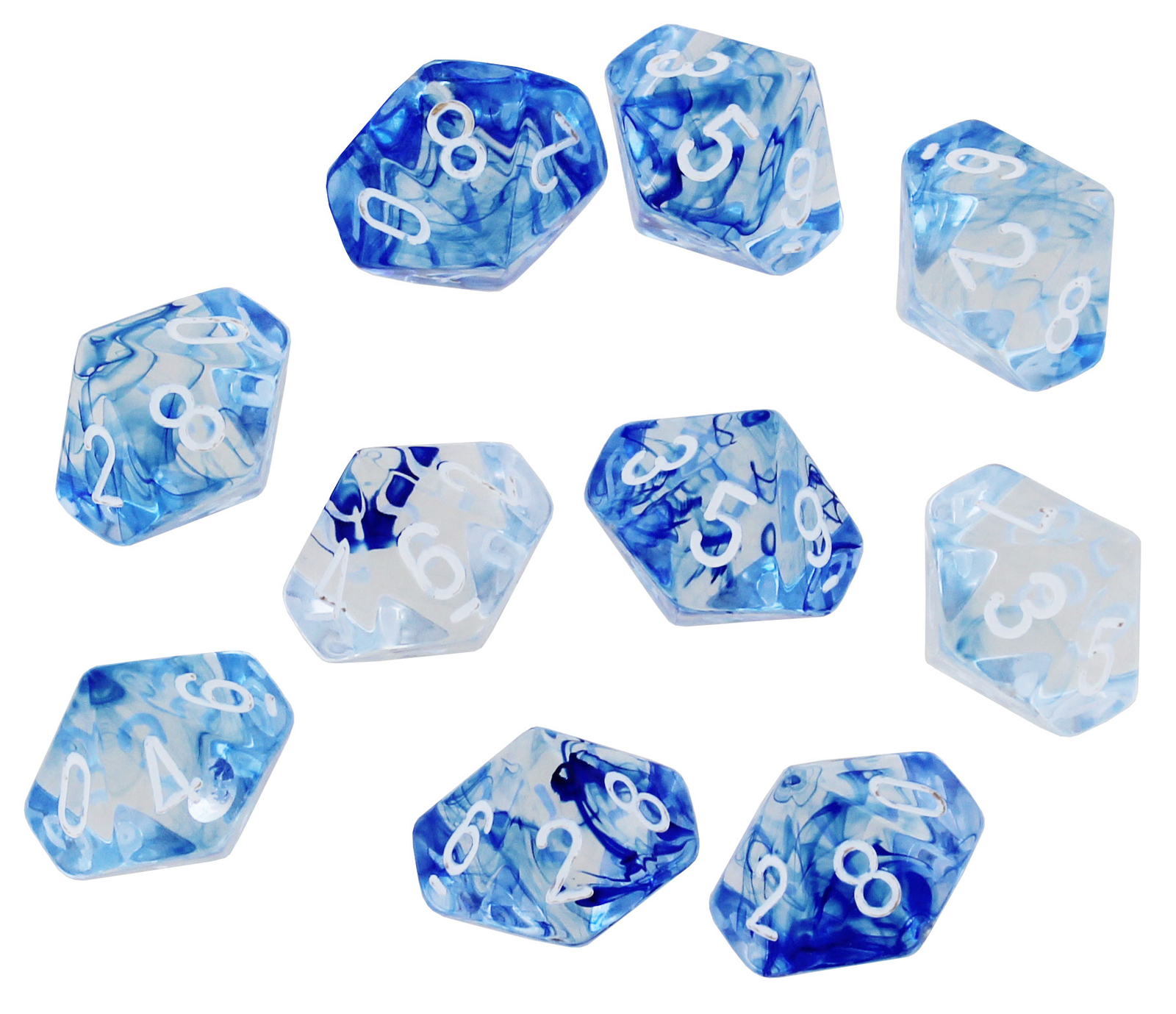 Набор кубиков Chessex Nebula Темно-синий/белый D10 (10)