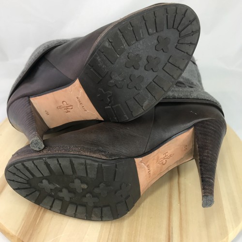 Cole Haan ""Kennedy"" braunes Leder mit grauer Flanellschnalle Stiefel High Heels ~ 9B - Bild 3 von 8