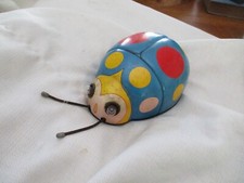Vintage LADYBUG BUG TIN METAL TOY BLUE YELLOW RED JAPAN MODERN TOYS 7"
