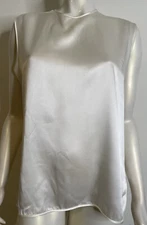 Vintage Ivory Adolfo Silk Sleeveless Shell Top M L Saks Fifth Avenue