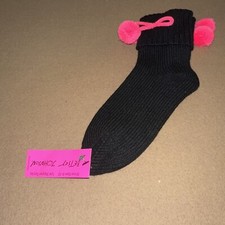 Betsey Johnson Women  s 5-10 Pom Pom Slipper Socks