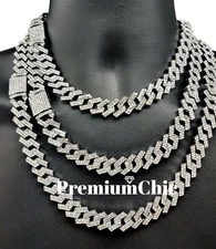 ICED Mens Hip Hop Gold Plated Miami Cuban Prong Link Chain CZ Necklace/Bracelet