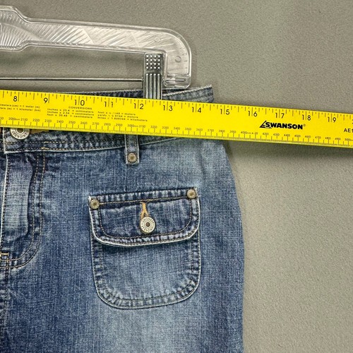 Vintage 90s Y2K Jean Mini Skirt Unionbay Jeans Denim Short Size 7 Ruffle Pockets - Picture 6 of 18