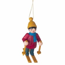 Holiday Sports Children German Wooden Ornament Skiing - Handmade in Germany