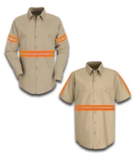 Enhanced Visibility Work Shirts Hi Vis Orange Reflective Industrial Work Uniform