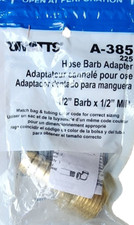 Lot of 2 Watts A-385 Brass Hose Barb Adapter 1/2" Barb x 1/2" MIP