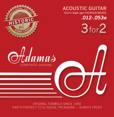 Adamas 1818-3, 3-er Pack Phosphor Bronze (012-053), Saiten für Westerngitarre