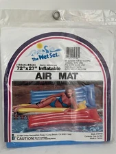 Vtg Vinyl Pool Float Inflatable Air Mat BLUE 72"x27" 1984 NEW Intex The Wet Set