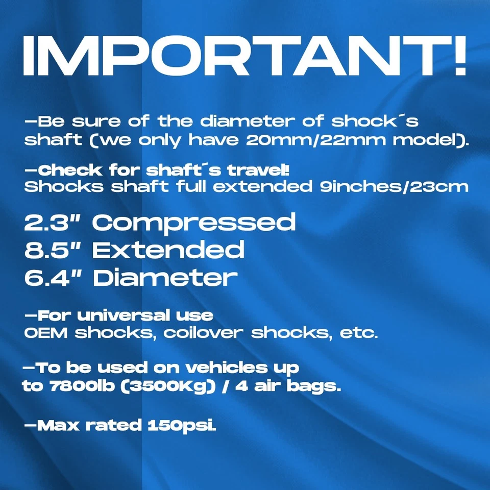Dual Pack - Double Bellow 22mm Shaft Channel - Air Ride Springs Bags Suspension - Image 3 of 4