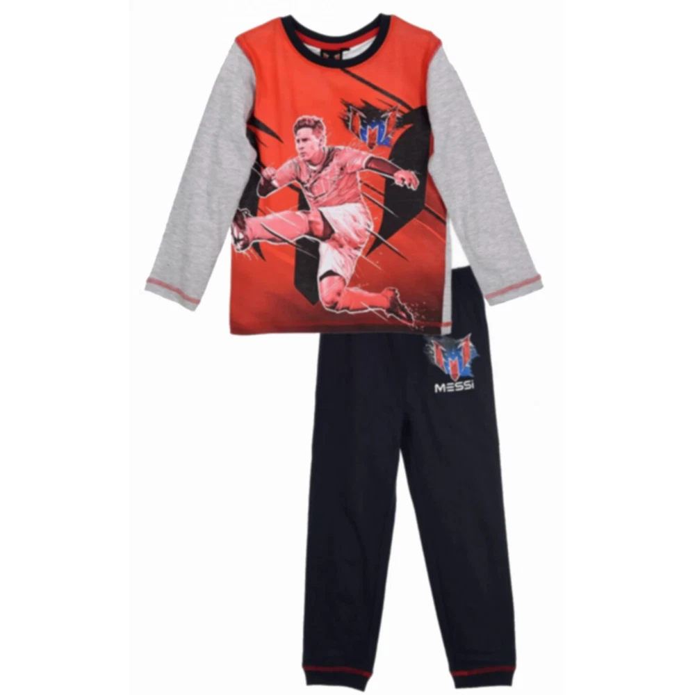 Pyjama long FC Barcelone Messi rouge et gris