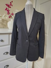 MNG Suit Women's Black Pinstripe Single Breasted One Button Blazer sz. M