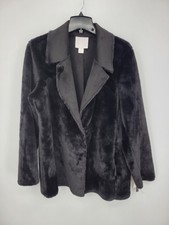 Rachel Parcell Coat Womens Large Black Faux Fur Front Closure Blazer Jacket