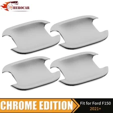 Chrome Door Handle Bowl Decor Cover Trim For Ford F150 2021+Exterior Accessories