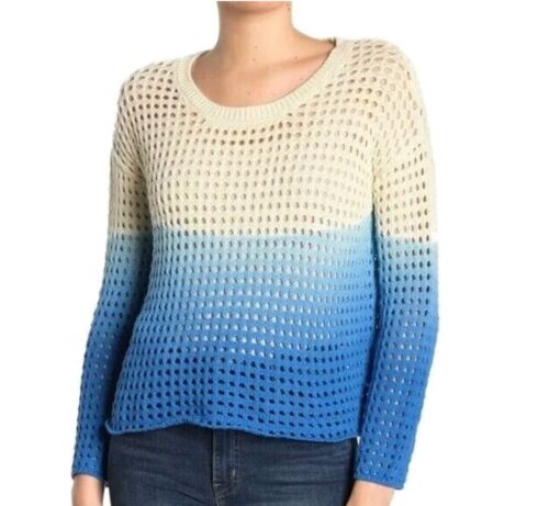 Good Luck Gem Ombre Sweater Womens Size Small Long Sleeve Pullover Blue Casual