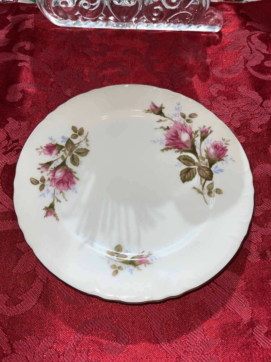 VINTAGE ROYAL ROSE FINE CHINA 7” Salad PLATES- JAPAN Moss Rose set