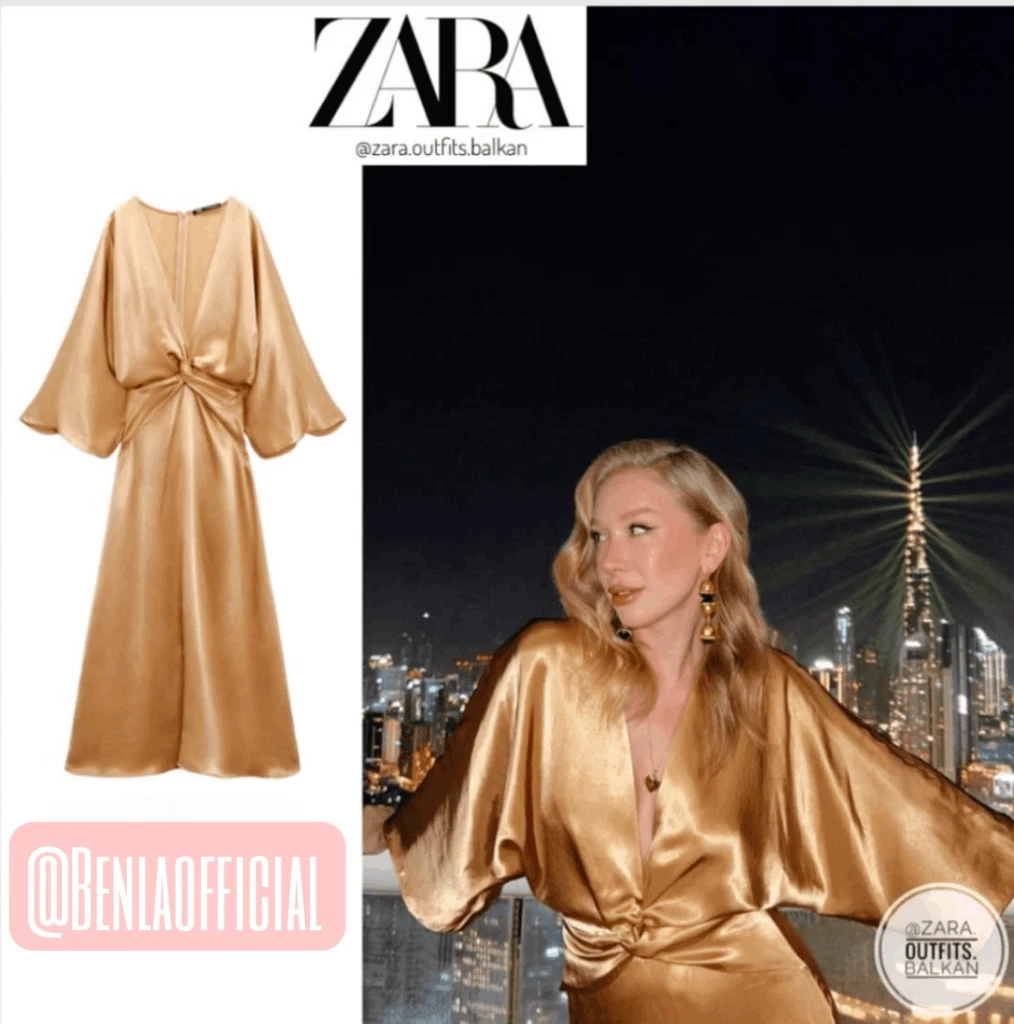 Zara gold satin dress cheap