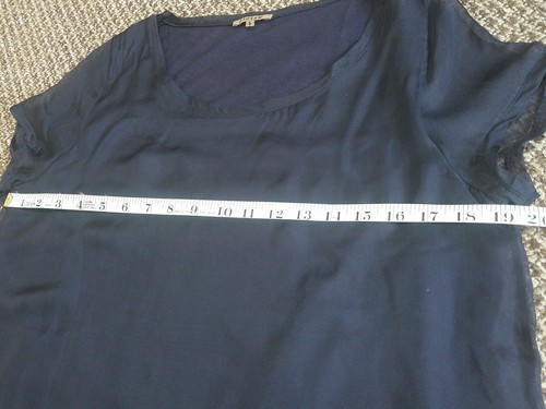 Jigsaw Dress Size S Navy Blue Double Layer Silk Cotton Shift Relaxed Fit Chiffon - Picture 10 of 13
