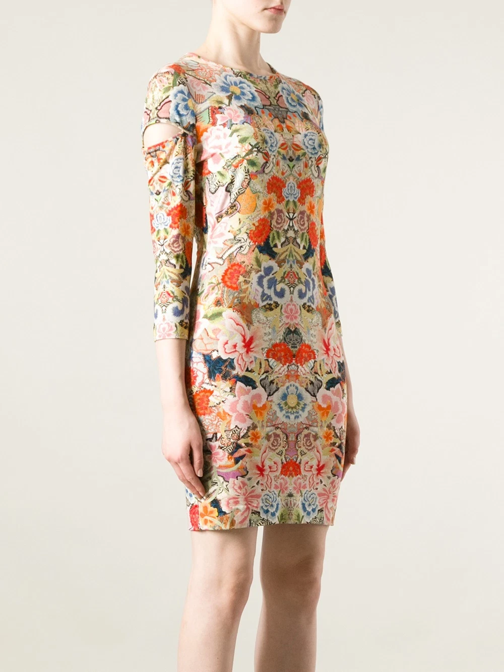 Abito Alexander McQueen Folklore Stampa Floreale Jersey Elasticizzato Taglia IT 40