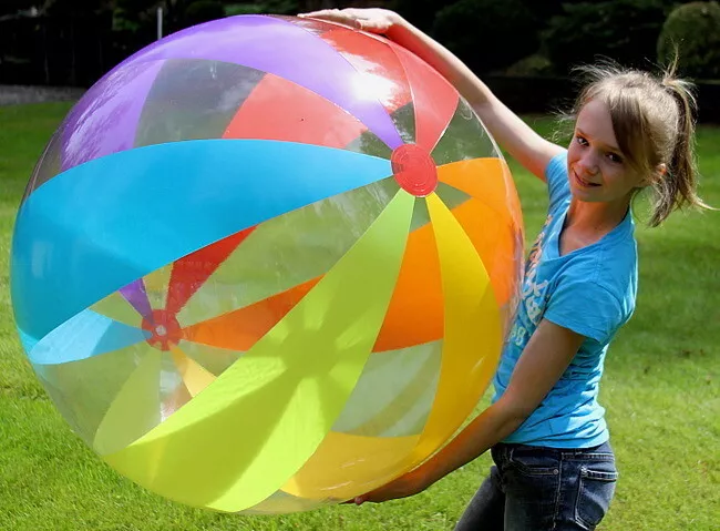 48 12 PANEL Inflatable RAINBOW STRIPE Beach Ball WALMART Vintage Pool Toy