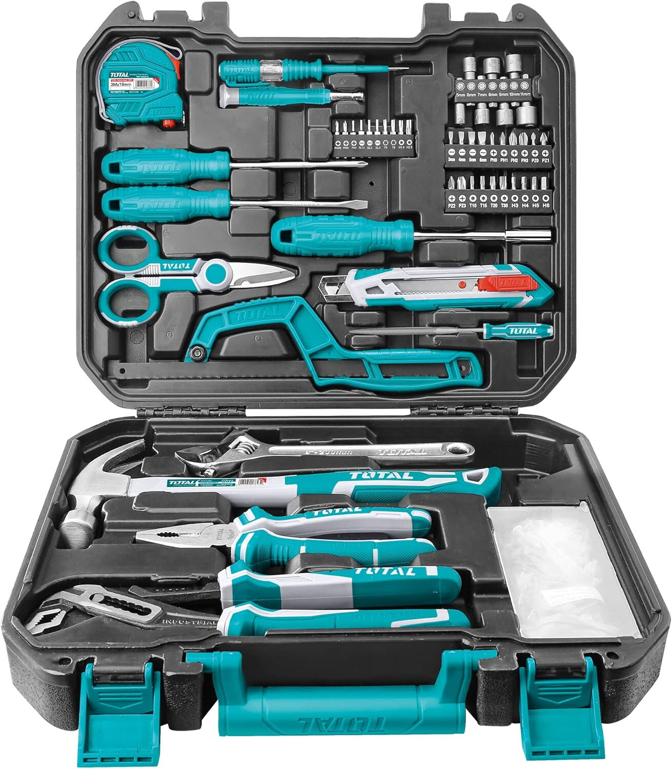 TOTAL - Valigetta Attrezzi 130 Pezzi | Kit Manutenzione Casa e Ufficio