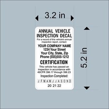Annual Vehicle Inspection Decal Sticker Trucks, Trailers - Personalized