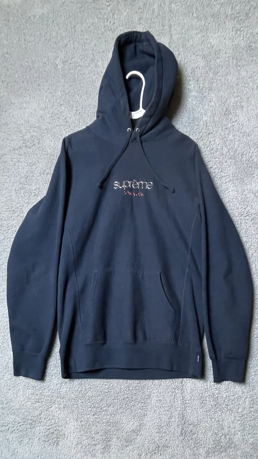 Sweat à capuche Supreme Chrome Classic Logo bleu marine   Taille L