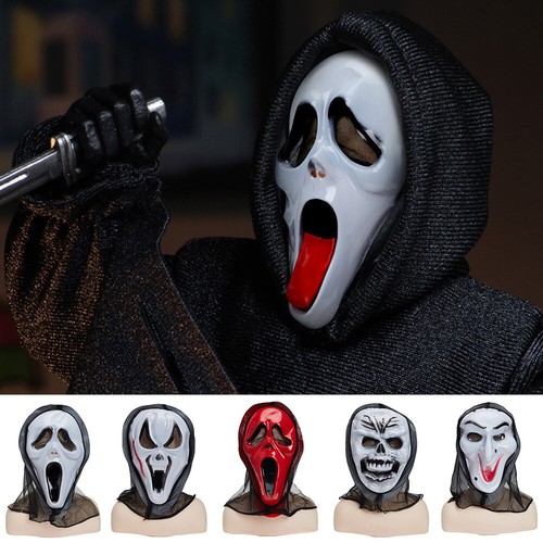 Skull Ghost Mask Halloween Scary Mask Cosplay Costume Prop Scream Fake Face Mask - Picture 2 of 24