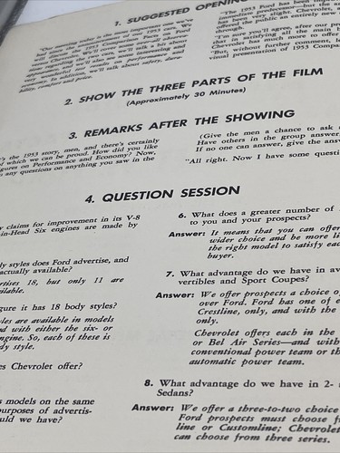 1953 Chevy CHEVROLET VS FORD Comparison Facts Dealer Training Guide - Picture 5 of 10