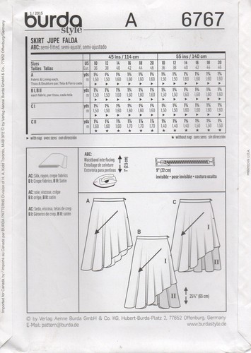 Burda Sewing Pattern 6767 Skirt Bias Cut Bell Asymmetric Layers Size 10 - 20 NEW - Picture 3 of 13