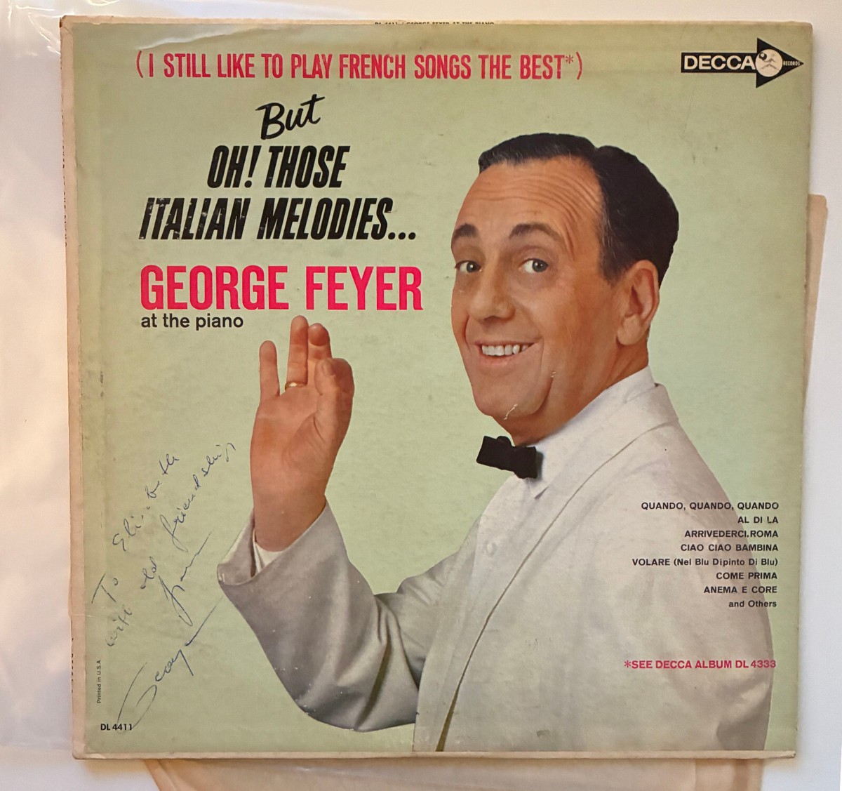 George Feyer – But Oh! Those Italian Melodies Vinyl LP