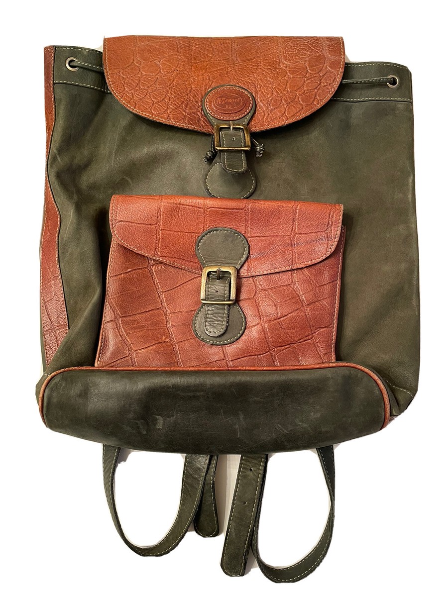 Mesace Vintage Two-Toned Leather Backpack, Made In Colombia  display picture 2