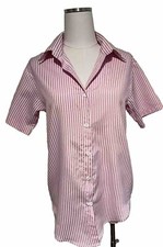SHEIN Shirt Women’s Size 2 Tunic Pink & White Striped Boho Candy Striper Preppy