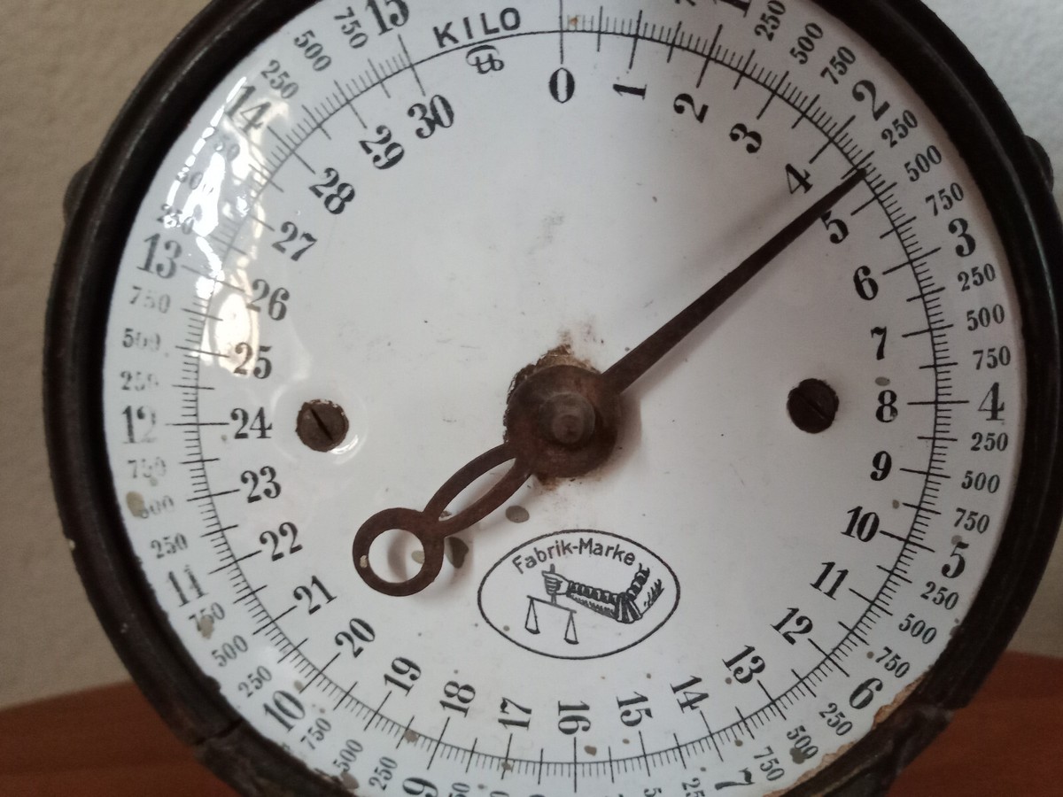 Ancienne Balance De Cuisine Vintage Wirtschaftswaage En Tôle émaillée - Bon état