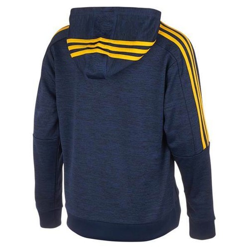 Adidas Boys 3-Stripe Blue/Yellow Pullover Hoodie Size Small (8Yrs) - Picture 2 of 2